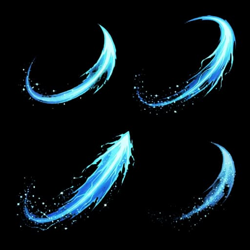 a blue arcane slash with sparkling edges