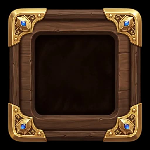 a wooden inventory slot frame with gold corners