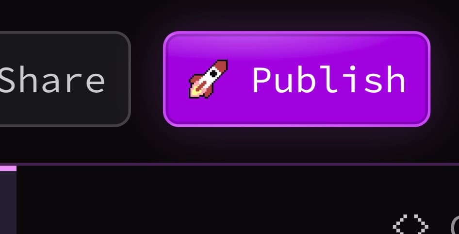 The Publish button in the Rosebud editor, one click from shipping