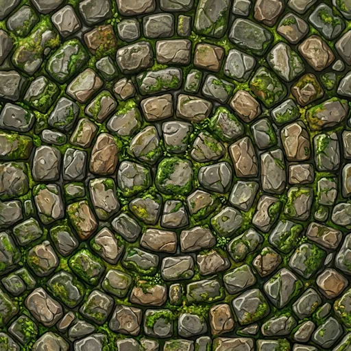 Texture / Tile example: mossy cobblestone floor tiles