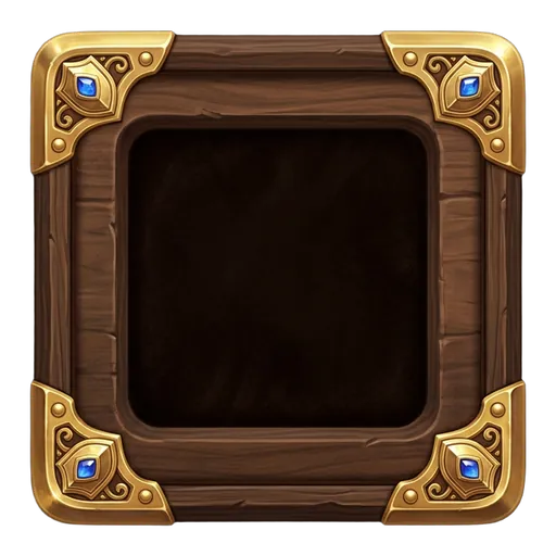 UI Element example: a wooden inventory slot frame with gold corners